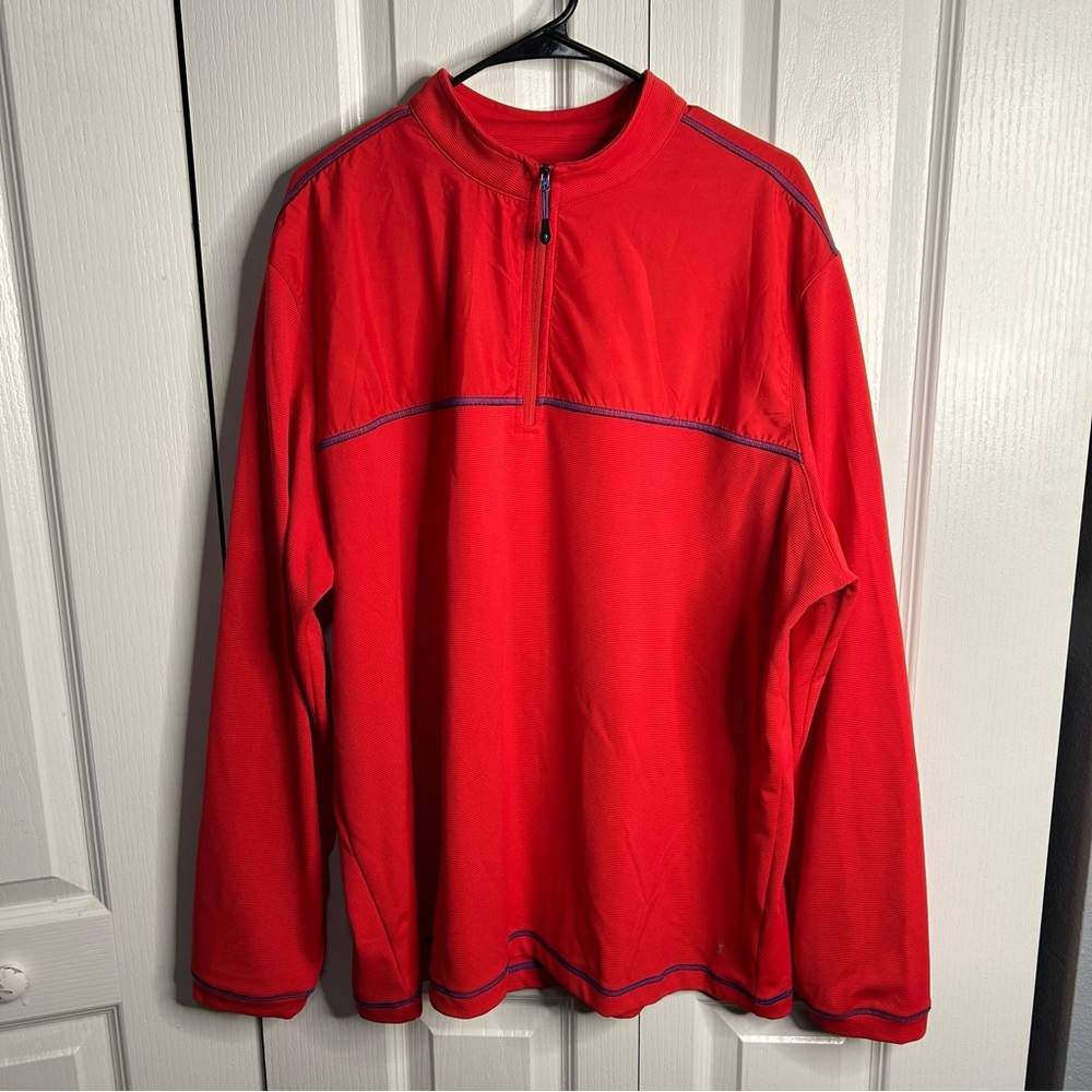 PGA Tour Men’s Performance 1/4 Zip Pullover Red Long Sleeve XXL Golf Lightweight
